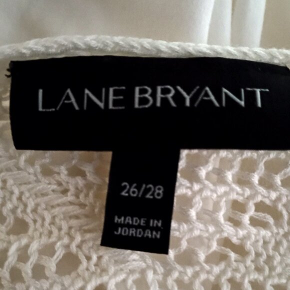 EUC: Lane Bryant Sze. 26/28 White Open Knit Dolman Sleeve Sweater - Picture 3 of 4